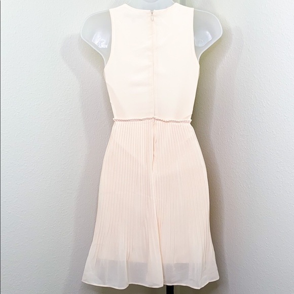 NWT NAKED ZEBRA Cream Chiffon Pleat Shift Dress S - Picture 4 of 7